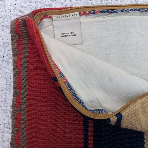 Pottery Barn Wool Pillow Covers Southwestern Stripe Blanket Stitch Set of 2 - Picture 5 of 10